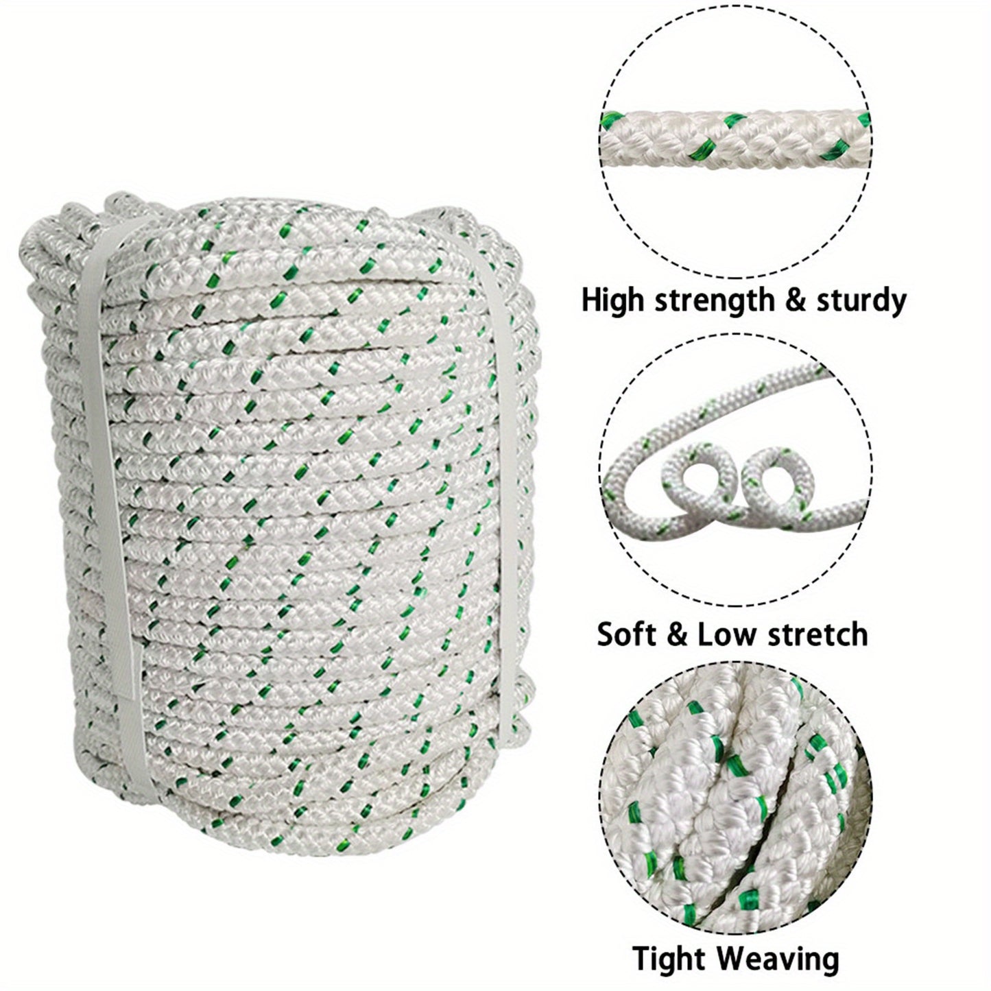 High-strength WALTYOTUR | 3\u002F8 In X 100 Ft | Polyester | High-strength | Tree Work Rope For Sailboat Camping And Horticultural Farm Operations | 2124 Lbs. Maximum Pull