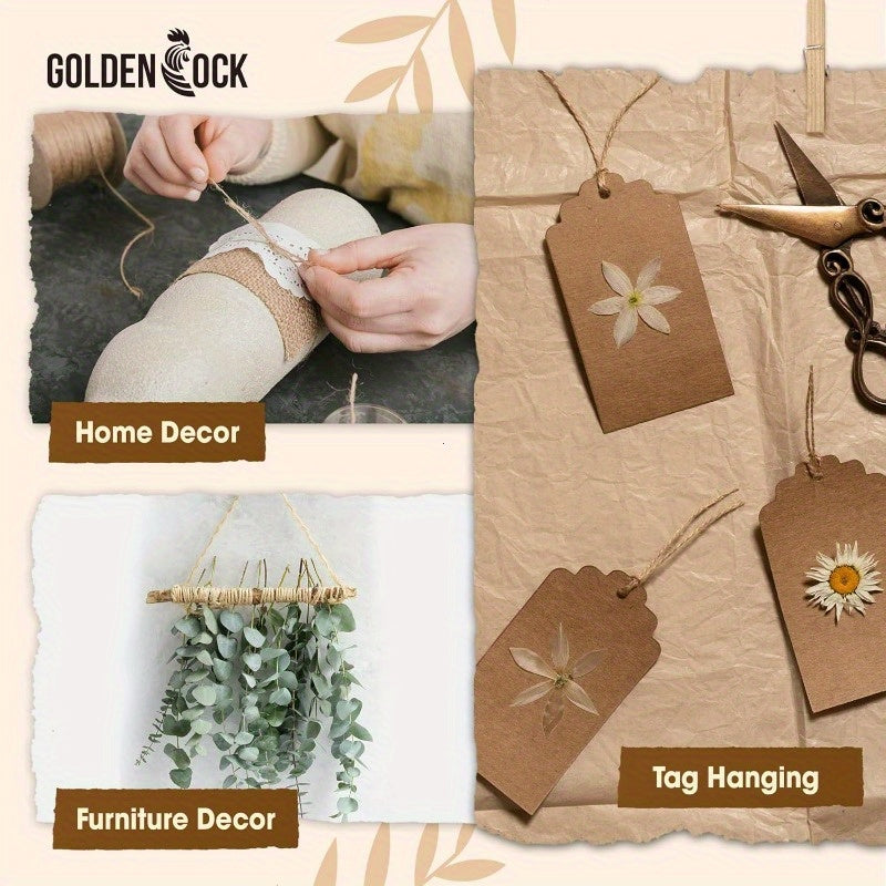 2mm x 164ft Natural Jute Twine Rope - High-Quality Biodegradable Craft String for Gardening, Gift Wrapping, Wedding & Christmas Decor - Durable, Lightweight, Easy to Knot, Rope for Crafts, Gardening Supplies, Rustic Appearance