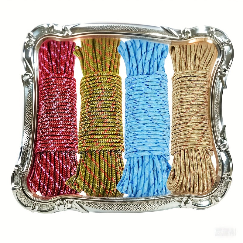 Nylon Clothesline | 65ft Multi-Functional Anti-Slip Rope | Durable & Versatile for Camping, Balcony Drying | Multi-Color with Secure Grip Design | Ideal for Hanging Clothes & Bundling, Rope for Crafts, Clotheslines