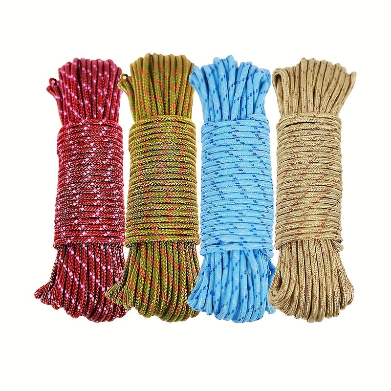 Nylon Clothesline | 65ft Multi-Functional Anti-Slip Rope | Durable & Versatile for Camping, Balcony Drying | Multi-Color with Secure Grip Design | Ideal for Hanging Clothes & Bundling, Rope for Crafts, Clotheslines