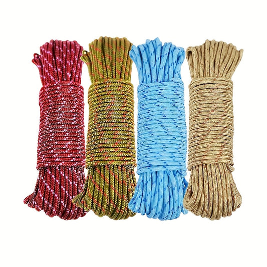 Nylon Clothesline | 65ft Multi-Functional Anti-Slip Rope | Durable & Versatile for Camping, Balcony Drying | Multi-Color with Secure Grip Design | Ideal for Hanging Clothes & Bundling, Rope for Crafts, Clotheslines