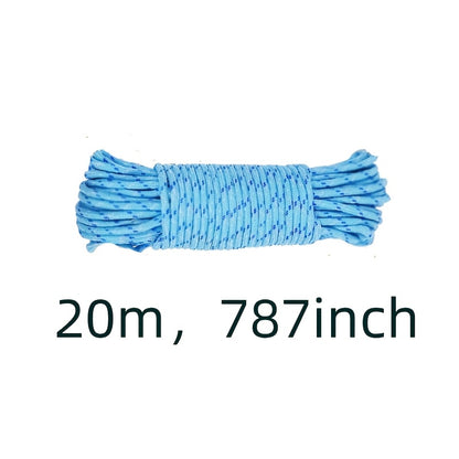 Nylon Clothesline | 65ft Multi-Functional Anti-Slip Rope | Durable & Versatile for Camping, Balcony Drying | Multi-Color with Secure Grip Design | Ideal for Hanging Clothes & Bundling, Rope for Crafts, Clotheslines