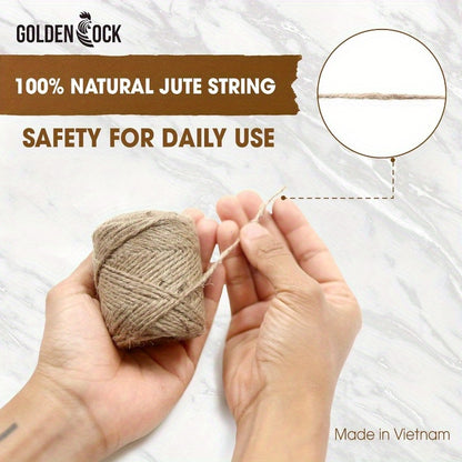 2mm x 164ft Natural Jute Twine Rope - High-Quality Biodegradable Craft String for Gardening, Gift Wrapping, Wedding & Christmas Decor - Durable, Lightweight, Easy to Knot, Rope for Crafts, Gardening Supplies, Rustic Appearance