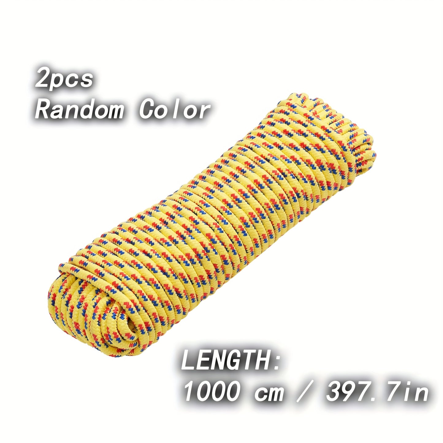 2 Pack Durable Nylon Clothesline 10M\u002F397.7In Hanging Rope - Strong And Sturdy for Drying, Tying And Hauling Items, Clothesline, Random Colors